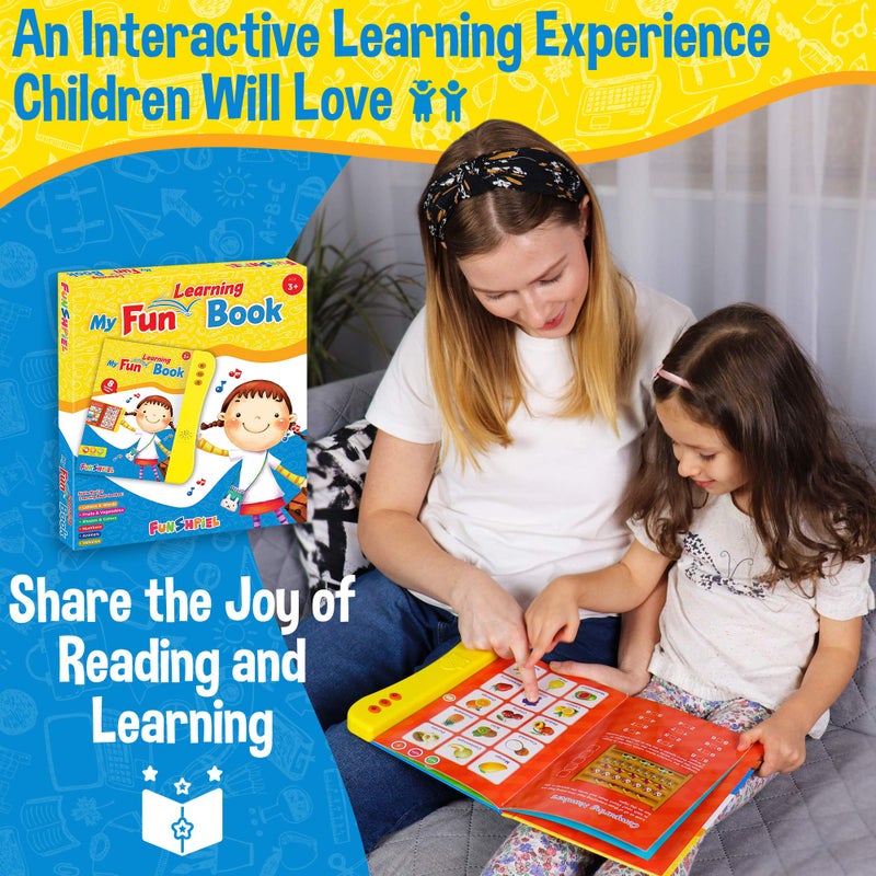 Funshpiel ABC Learning For Toddlers Sound Book, Ideal for Learning & Education Toys, Speech Therapy Toys, Preschool Learning Toys, 8 Page Toddler Activity Book Learning Alphabets, Animal, Speak and Spell & More - Image 2